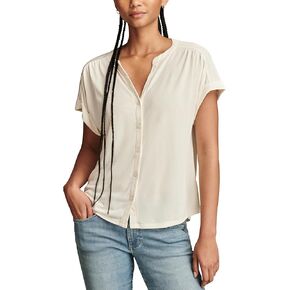 Lucky Brand Women's Sandwash Short Sleeve Button Front Top