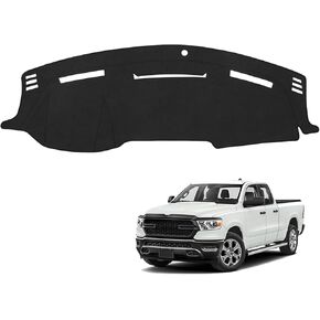 Black Dashboard Dash Board Cover Mat Carpet for 2009-2018 Ram 1500 2500 3500 & 2019-2024 Ram 1500 Classic Accessories Dash Cover Flannel Material Dash Mat Sunshade