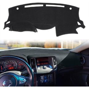 غلاف Dashboard Cover Cover Pad Pad Custom for 2009 2010 2012 2013 2014 2015 Nissan Maxima مع قطع لأجهزة الاستشعار (أسود)