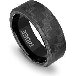 Ridge Beveled Ring Set 6mm - Carbon Fiber 3K - 11.5