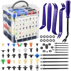 1565pcs Car Push Push Clips Kit - 36 أحجامًا شاقة نايلون وفير مقاطع ومرحات تويوتا GM فورد تشيفي ، مع توصيلات التثبيت والكابلات (ملائمة عالمية)