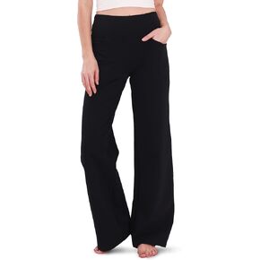 Houmous Wide Leg Pants Women Cotton Yoga Pants 28"/31"/34" High Waist Loose Lounge Stretch Trousers with Pockets