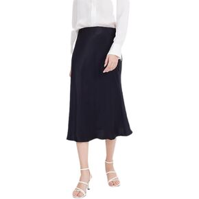 ASSUAL Women's Bias-Cut Blend A-LINE Elastic Waist Skirt