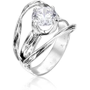 Jean Rachel Jewelry 925 Sterling Silver Ring - تصميم عتيقة مع مجموعة من الزركونيا المكعبة الصافية - مجوهرات Hypoallergenic ، الرصاص والنيكل - حلقات بيان مصنوعة يدويًا للنساء