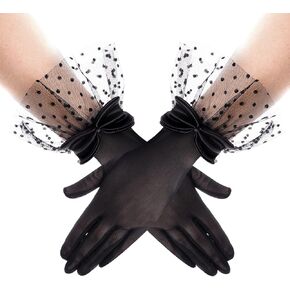Choyaxo Lace Gloves - Short Dress Gloves for Women - Tea Party & Wedding Cosplay Halloween Costume