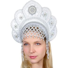Elena Kokoshnik Headdress (White) by Bestavantage