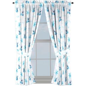 Jay Franco Window Curtains for Kids Bedroom 4-Piece Drape Set with 2 Tiebacks, White - Lilo & Stitch, 42" W x 63" L (Pack of 2)