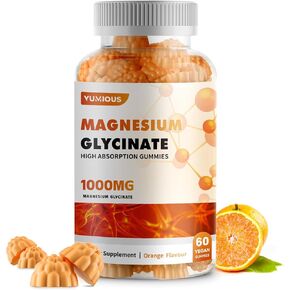 Magnesium Glycinate Gummies 1000mg - for Adults Magnesium Potassium Supplement with Vitamin D, B6, CoQ10 for Calm Mood & Sleep Support - 60 Strawberry Gummies -1 Pack