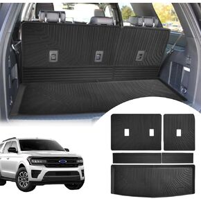 Cargo Liners Backrest Mat for Ford Expedition Max/Lincoln Navigator L Accessories 2018-2024 with Hook&Loop Rear Trunk Mat Rear Seat Back Cover Protector All Weather Anti-Slip Split Dog Liner