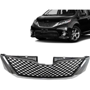 Honeycomb Black Front Bumper Upper Grille Assembly Grill For For 2011 2012 2013 2014 2015 2016 2017 Toyota Sienna TO1200334