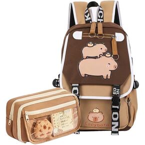 Capybara Backpack Kawaii Backpack Cute Cartoon Capybara Bag With Flap