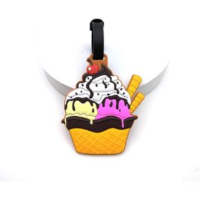 Silicone Luggage Tag Cute Ice Cream Cake Travel Suitcase Bag Identifiers Baggage Tag Personalized Labels for Cruise Airport