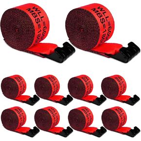 X-BULL 4" x30' Winch Straps,18,000lbs Break Strength,6000lbs WLL,Heavy Duty Cargo Flatbed Trailer Straps with Large Flat Hook for Flatbeds, Trucks, Tree Saver, Red(10 Pack)