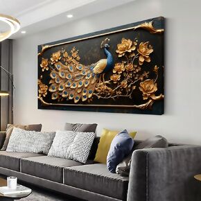 zestrilia peacock peacock wall art for living غرفة المعيشة الذهب الريف الريفي الرجعية القماشية الآسيوية الطلاء المطبوعات الذهبية خمر الأنيقة