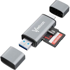 SD Card Reader,Dual Connector USB 3.0 A and Type C to SD/TF Memory Card Reader portable 2 at once with protective case for laptop Macbook lphone,Supports SD/Micro SD/SDXC/SDHC/MMC/RS-MMC/UHS-I