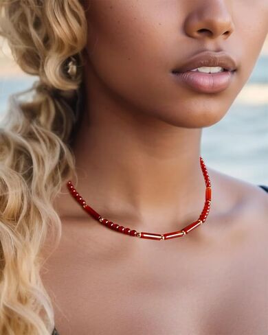 Jewever Simple Crystal Choker Necklace Reiki Column Tube Stone Beaded Necklaces for Women Protection Spiritual Jewelry Gifts in Saudi Arabia