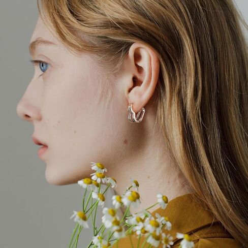 ALEXCRAFT Heart Hoop Earrings for Women, 925 Sterling Silver Huggie Hoop Hypoallergenic Elegant Lightweight Silver Small Cartilage Double Heart Shape Earrings for Women in Saudi Arabia
