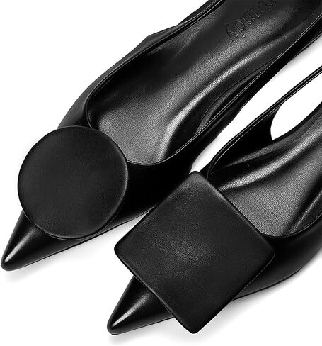 Vertundy Women's Slingback Flats Pointed Toe Flats for Women Low Heel Pumps Ankle Strap Sandals Circle Square Decorative Fashion Design Shoes in Kuwait