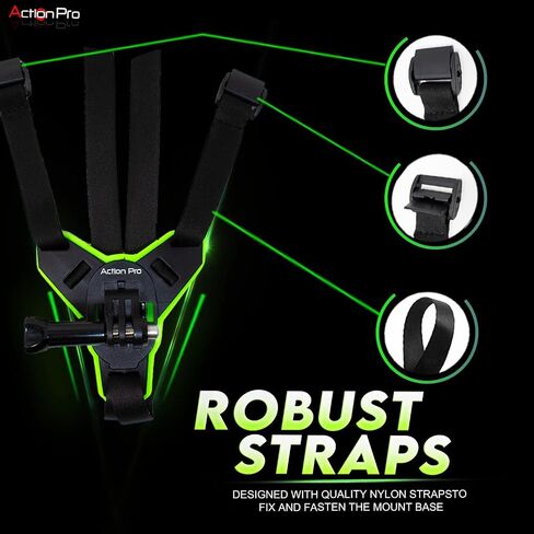 Action Pro™ Helmet 3M Chin Mount Strap Compatible with All Smartphones GoPro Hero 12 11 10 9 8 7 6 5 4 SJCAM DJI Osmo and All Action Cameras Made in India in Kuwait
