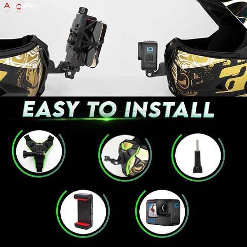 Action Pro™ Helmet 3M Chin Mount Strap Compatible with All Smartphones GoPro Hero 12 11 10 9 8 7 6 5 4 SJCAM DJI Osmo and All Action Cameras Made in India in Kuwait