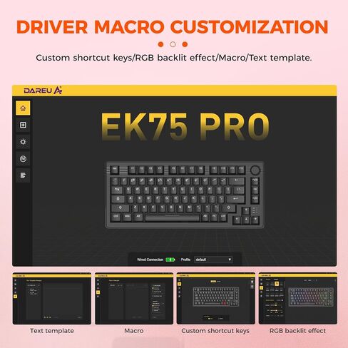 لوحة مفاتيح ألعاب ميكانيكية DAREU EK75PRO لاسلكية 75% RGB قابلة للتبديل السريع مع مقبض، اتصال 2.4 جيجا هرتز/BT5.1/USB-C، حامل حشية 81 مفتاحًا، أغطية مفاتيح PBT ومفتاح أحلام خطي لـ Win/MAC in Saudi Arabia