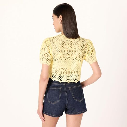 The Drop Women's Doca Lace Tie Front Top with Scallop Detail in Saudi Arabia