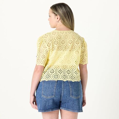 The Drop Women's Doca Lace Tie Front Top with Scallop Detail in Saudi Arabia