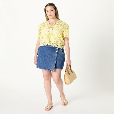 The Drop Women's Doca Lace Tie Front Top with Scallop Detail in Saudi Arabia