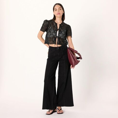 The Drop Women's Doca Lace Tie Front Top with Scallop Detail in Kuwait