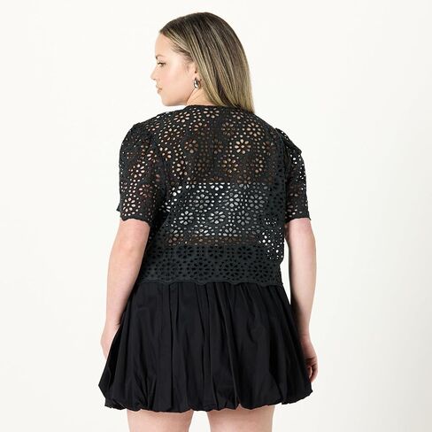 The Drop Women's Doca Lace Tie Front Top with Scallop Detail in Kuwait