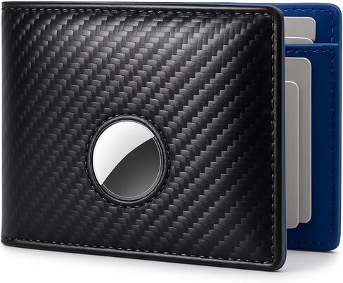 Alldaily Mens Wallet With AirTag Holder, Trackable Smart RFID Blocking Front Pocket Wallet, AirTag Not Included in Saudi Arabia