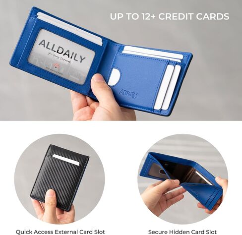 Alldaily Mens Wallet With AirTag Holder, Trackable Smart RFID Blocking Front Pocket Wallet, AirTag Not Included in Saudi Arabia
