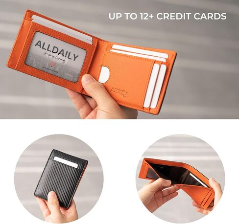 Alldaily Mens Wallet With AirTag Holder, Trackable Smart RFID Blocking Front Pocket Wallet, AirTag Not Included in Saudi Arabia