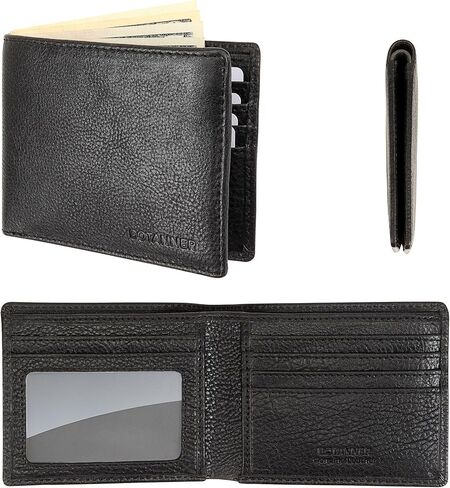 Mens Genuine Leather Bifold Wallet Slim| RFID Blocking, 8 Credit Card Slots, 2 Sections for Bills & 2 Additional Slots | For Him (Brown) in Saudi Arabia