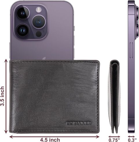 Mens Genuine Leather Bifold Wallet Slim| RFID Blocking, 8 Credit Card Slots, 2 Sections for Bills & 2 Additional Slots | For Him (Brown) in Saudi Arabia