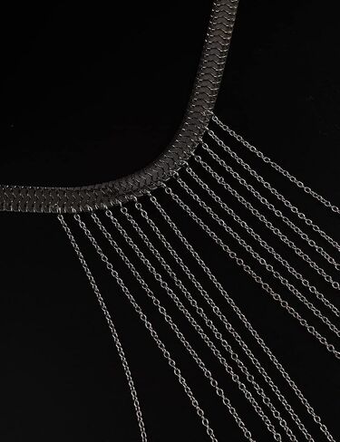 Aimimier Boho Layered Body Chain Silver Chain Tassels with Necklace Waist Bra Bikini Beach Body Jewelry for Women(Silver) in Saudi Arabia