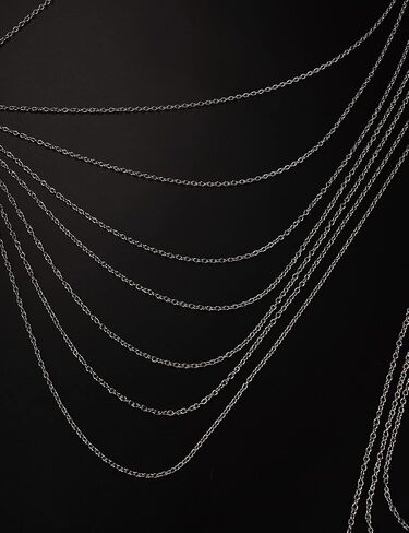Aimimier Boho Layered Body Chain Silver Chain Tassels with Necklace Waist Bra Bikini Beach Body Jewelry for Women(Silver) in Saudi Arabia