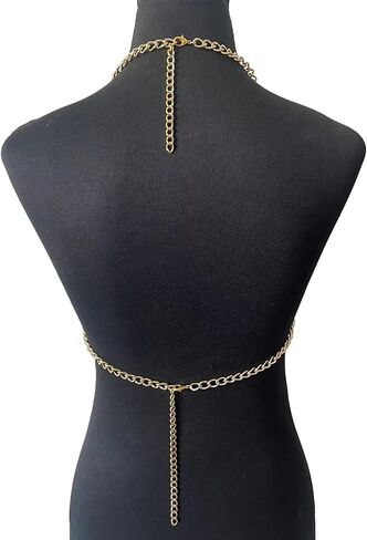 Multi-layerd Metal Tassel Chest Body Chain Summer Beach Heart Body Chain Jewelry Punk Tassel Bra Body Chain Jewelry for Women in Kuwait