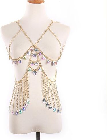 YWCUTE Women's Fashion Sexy Bra Club Bar Body Chain Bikini Swimwear Party Jewelry Gift (Silver) in Saudi Arabia