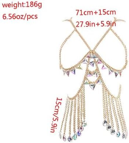 YWCUTE Women's Fashion Sexy Bra Club Bar Body Chain Bikini Swimwear Party Jewelry Gift (Silver) in Saudi Arabia