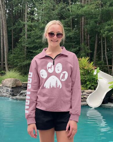 LOTUCY Dog Mom Sweatshirts Women Funny Dog Paw Graphic Shirts Mom Life Casual Long Sleeve Pullover Tops in Saudi Arabia