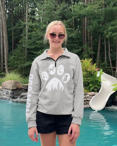 LOTUCY Dog Mom Sweatshirts Women Funny Dog Paw Graphic Shirts Mom Life Casual Long Sleeve Pullover Tops in Saudi Arabia