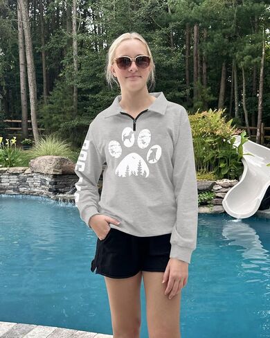 LOTUCY Dog Mom Sweatshirts Women Funny Dog Paw Graphic Shirts Mom Life Casual Long Sleeve Pullover Tops in Saudi Arabia