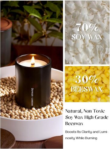 DOWAN Wood Wick Scented Candle, Ceramic Jar, 8Oz, Black, Vanilla & Smoke for Men, Non Toxic Soy Wax & Beeswax in Saudi Arabia