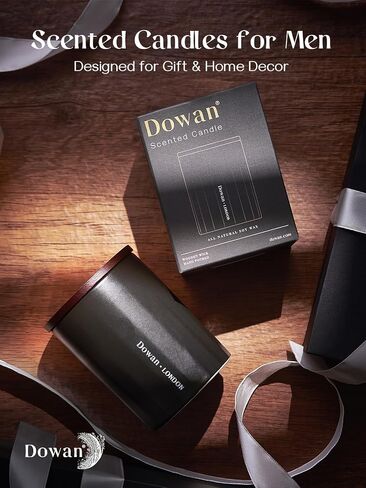 DOWAN Wood Wick Scented Candle, Ceramic Jar, 8Oz, Black, Vanilla & Smoke for Men, Non Toxic Soy Wax & Beeswax in Saudi Arabia