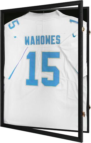 Jersey Frame Display Case 2 Pack -Jersey Display Shadow Box- Lockable Jersey Frame with Hangers and 98% UV Resistant Acrylic-Display Case for Football Baseball Basketball Jersey-Black, Wood in Saudi Arabia