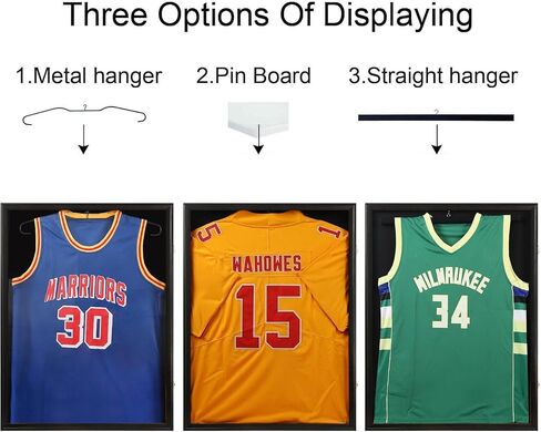 Jersey Frame Display Case 2 Pack -Jersey Display Shadow Box- Lockable Jersey Frame with Hangers and 98% UV Resistant Acrylic-Display Case for Football Baseball Basketball Jersey-Black, Wood in Saudi Arabia