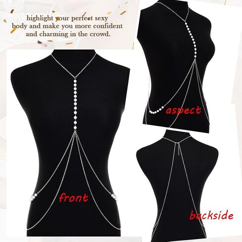 Urieo Pearl Bra Chain Gold Layered Chest Chain Sexy Necklaces Body Chain Jewelry for Women in Saudi Arabia