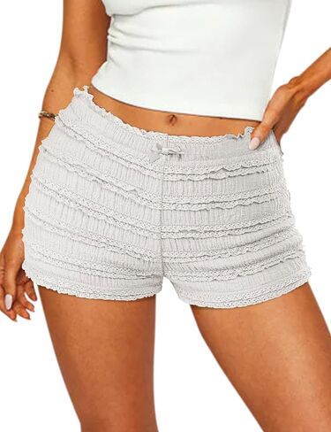 FOMELY Ruffle Shorts Lace Bloomer Shorts with Bow Summer Mini Sexy Bloomers for Women in Saudi Arabia