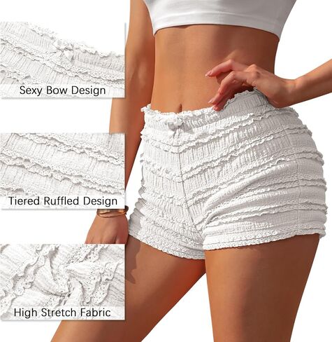 FOMELY Ruffle Shorts Lace Bloomer Shorts with Bow Summer Mini Sexy Bloomers for Women in Saudi Arabia